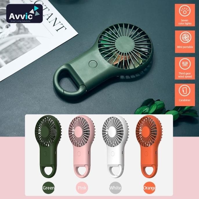 AVVIC Roku Mini Fan Kipas Angin Mini Portable RGB Light Rechargeable