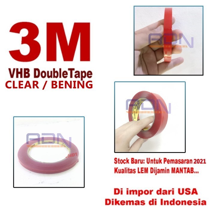 

3M DOUBEL TAPE BENING CLEAR VHB 6MM 8MM 12MM 24MM PERMANEN AKRILIK DLL