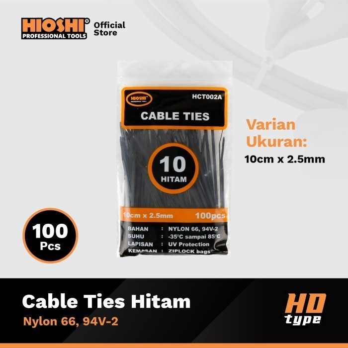 

CABLE TIES / KABEL TIES / PENGIKAT KABEL (HITAM/BLACK) HIOSHI HD