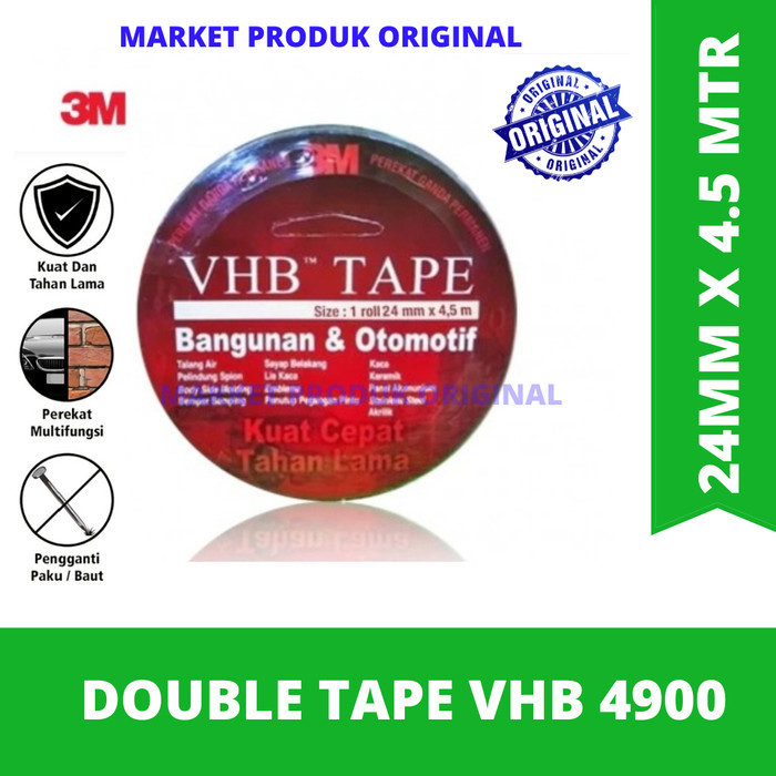 

3M VHB DOUBLE TAPE AUTOMOTIVE 4900 TEBAL (1.1 MM) SIZE (24MM X 4.5M)