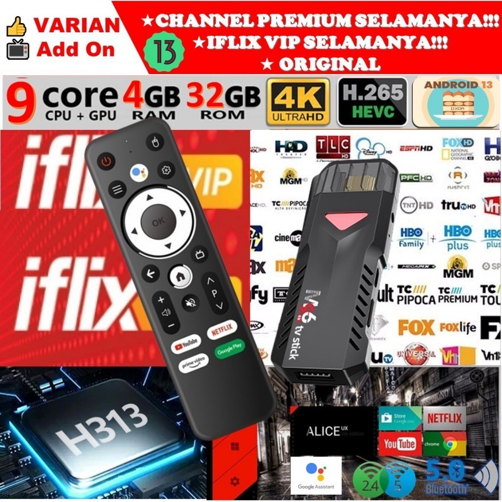 Smart TV Box Android 10 M96 Stick Voice Remote Ram 4GB Rom 32GB 4/32 STB Unlock Gratis Paket TV Full
