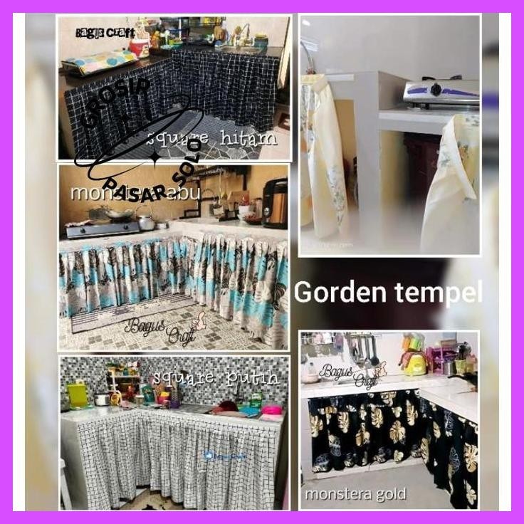 Beli 2 Murah Gorden Kolong Dapur Tempel Anti Ribet Tanpa Paku (Bisa Custom Ukuran)