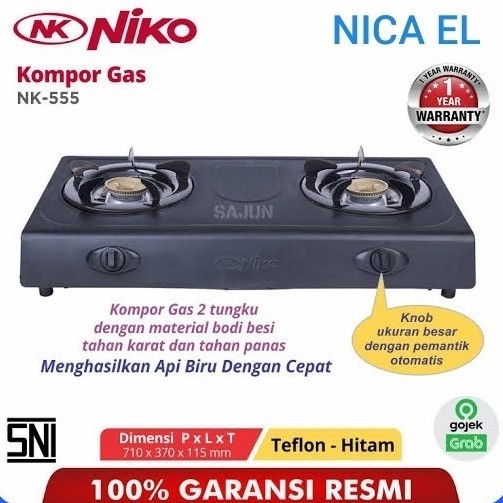 Diskon Niko Kompor Gas 2 Tungku Teflon Nk-555