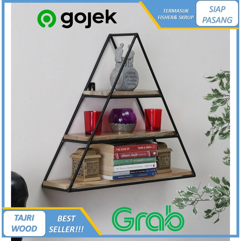 RAK DINDING BESI DEKORASI INDUSTRIAL STYLE MINIMALIS / RAK BUKU