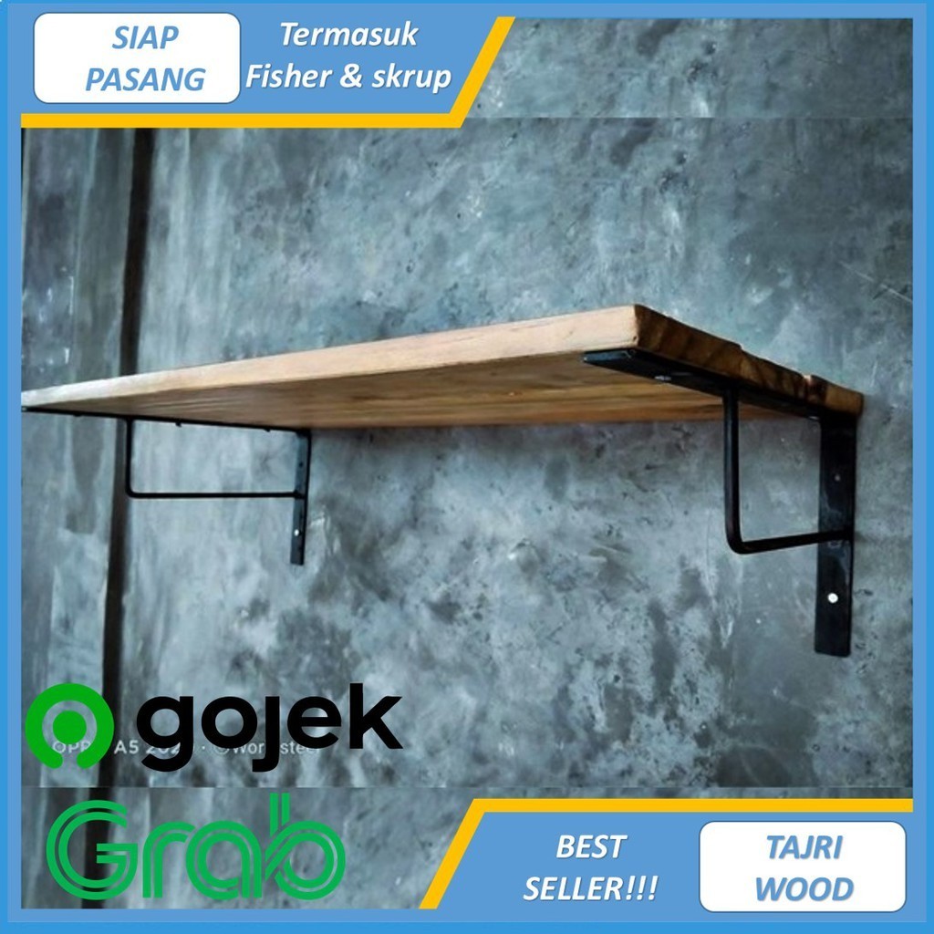 rak dinding buku sepatu vintage lebar luas kokoh besi dan kayu rak dinding serbaguna