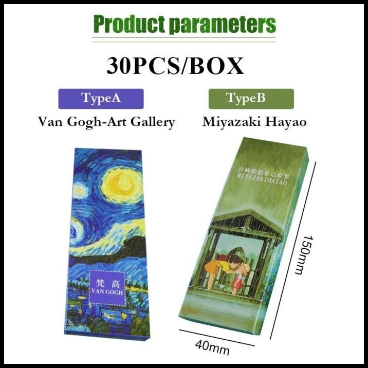 

BEST DEAL 30PCS PAPER BOOKMARK PEMBATAS BUKU DESAIN MIYAZAKI HAYAO / VAN GOGH !!!!