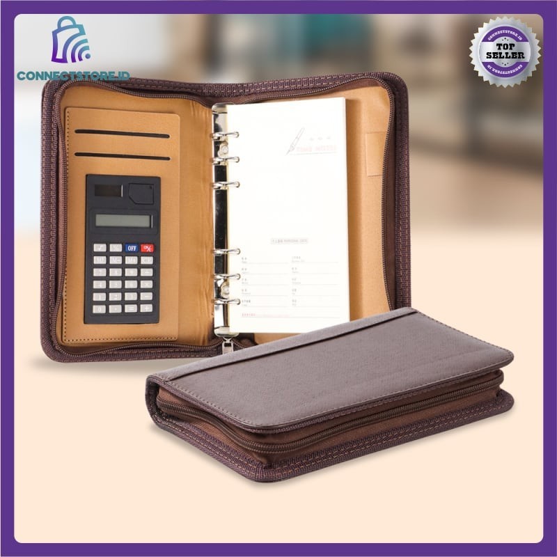 

Catatan Note Cover Kulit Sintetis dengan Kalkulator - Coklat
