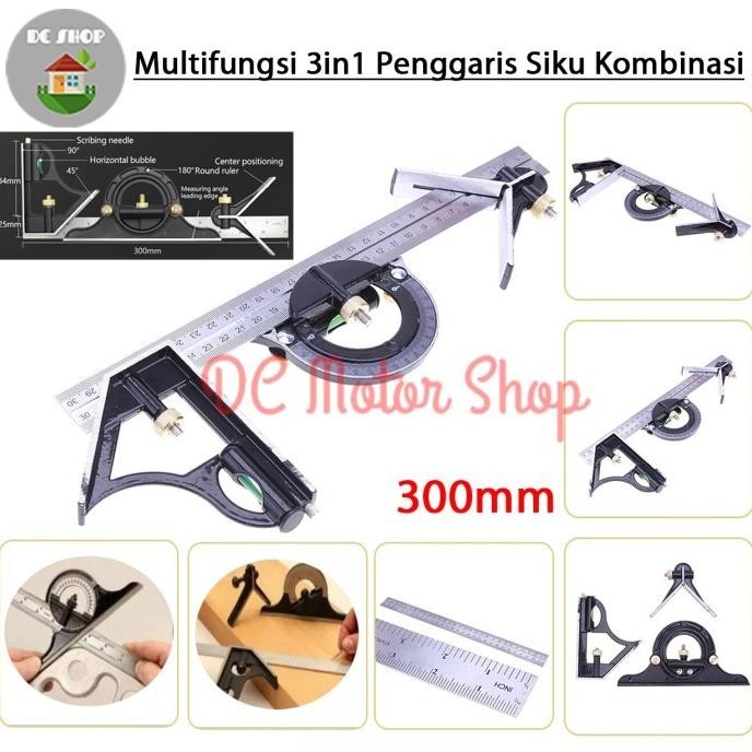 

Penggaris Siku Multifungsi 3in1 Sudut Kombinasi Square Waterpass 300mm Radeliana Official