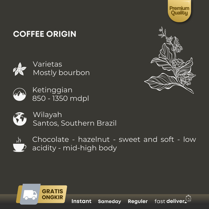 

Northsider Kopi Arabika Brazil Santos Natural Coffee 200G