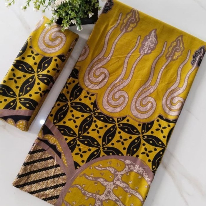 Kain Batik Kawung Daun ( Kuning )