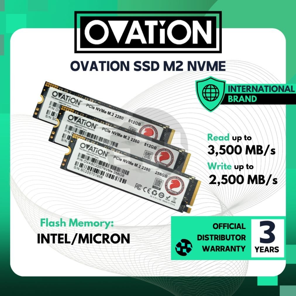 [PROMO] OVATION SSD NVME M.2 256GB / 512GB / 1TB SSD M 2 NVME PCIe 2280 Internal SSD Garansi Resmi 3