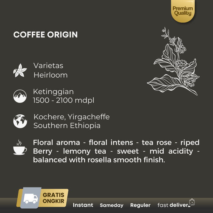 

Northsider Kopi Arabika Ethiopia Yiragcheffe Kochere Natural - 1Kg