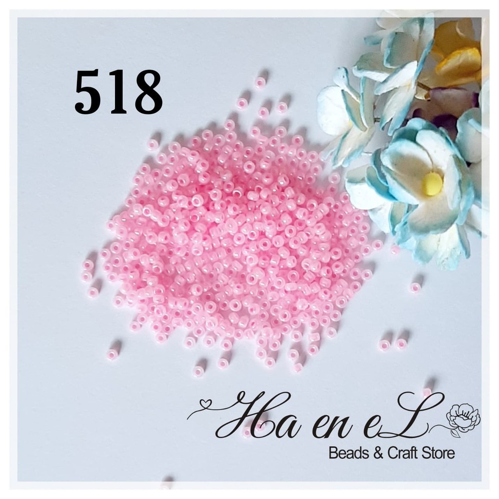 Payet Miyuki pasir seedbead (RR) ukuran 12/O(sp) & 11/O kode 518 (10gr) pink