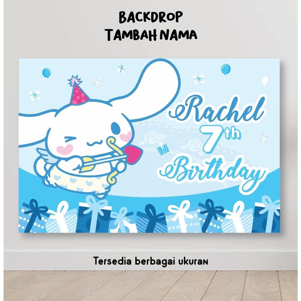 DCF BACKDROP CINAMOROLL SANRIO BACKGROUND BANNER DEKORASI SPANDUK TULISAN HAPPY BIRTHDAY HBD ULTAH U