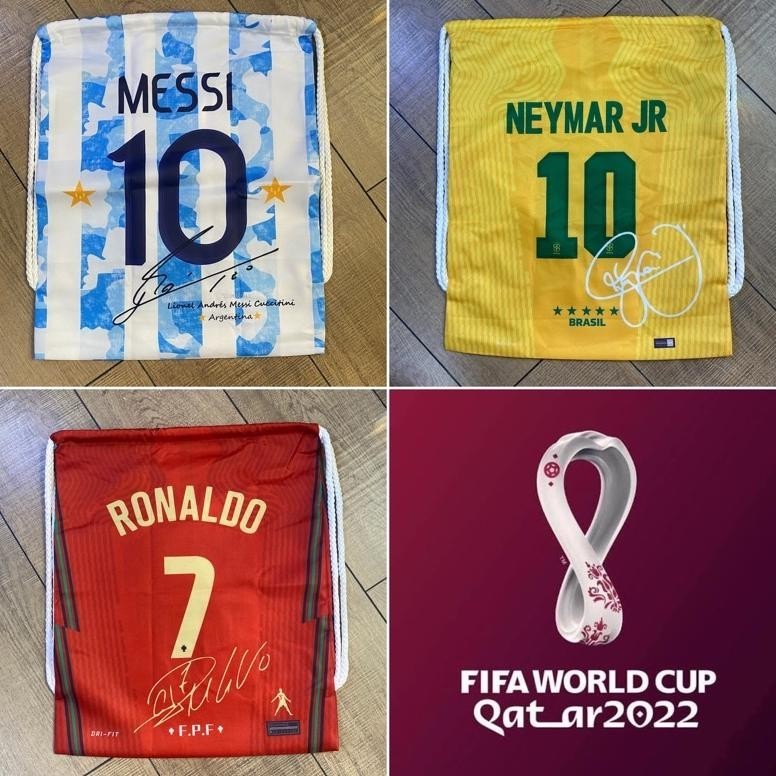 CR - Tas Serut Bola Motif Pemain Sepakbola Messi Ronaldo Neymar / Football gymsack / Pernak Pernik P