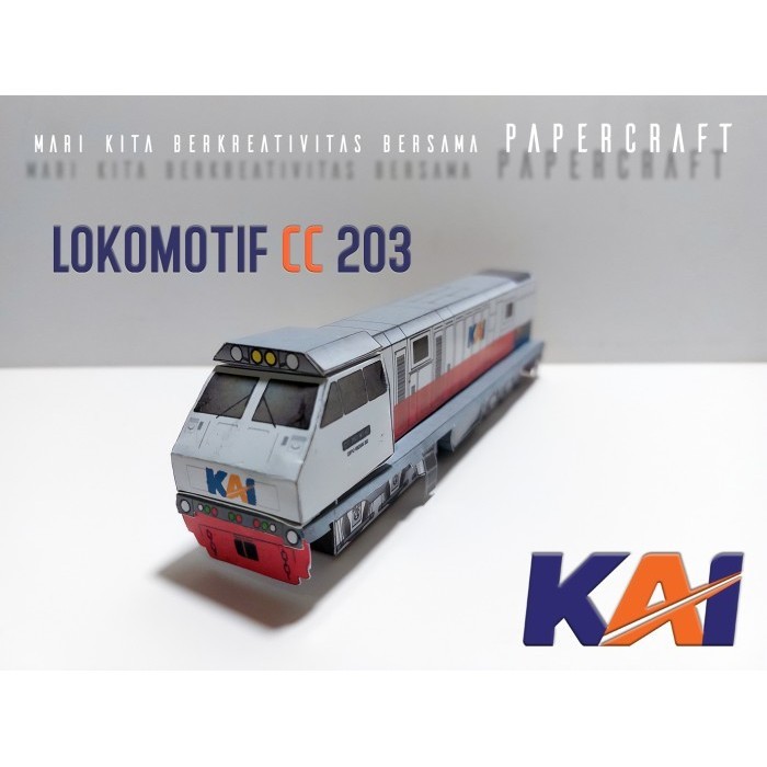 3D PAPERCRAFT KERETA API INDONESIA LOKOMOTIF CC 203 POLA KERTAS DIY