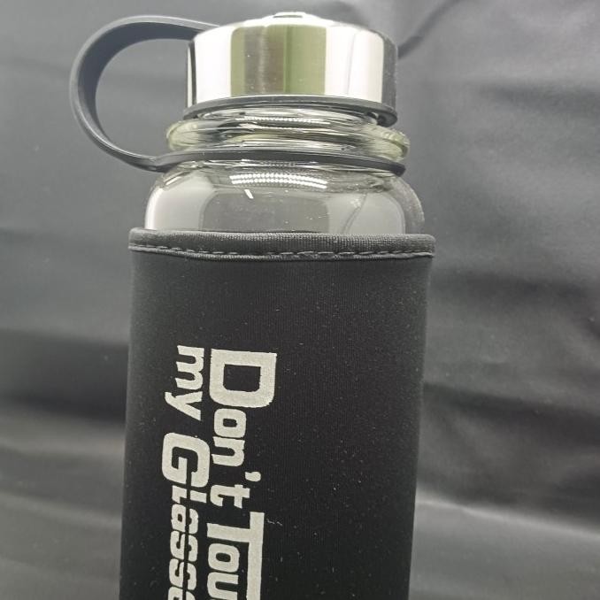 Botol Minum 1 liter, portable bahan kaca dengan sarung sleeve - 1000ml