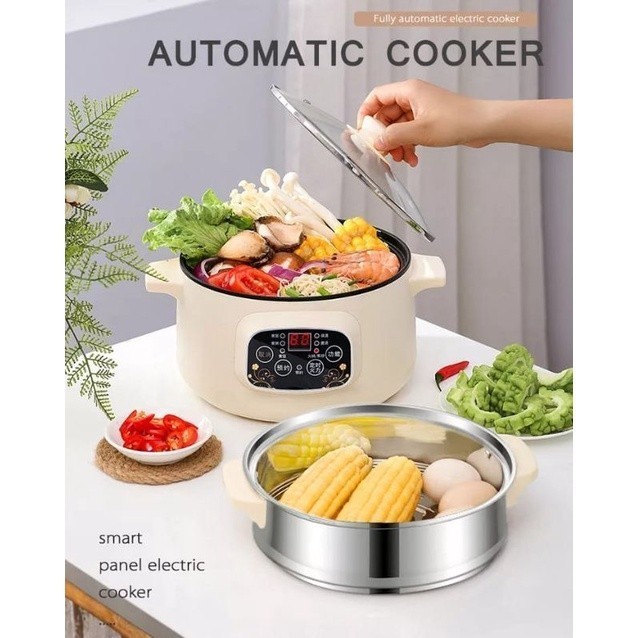 Panci Listrik Serbaguna 3.2L Free Kukusan Panci Listrik Besar Hot Pot