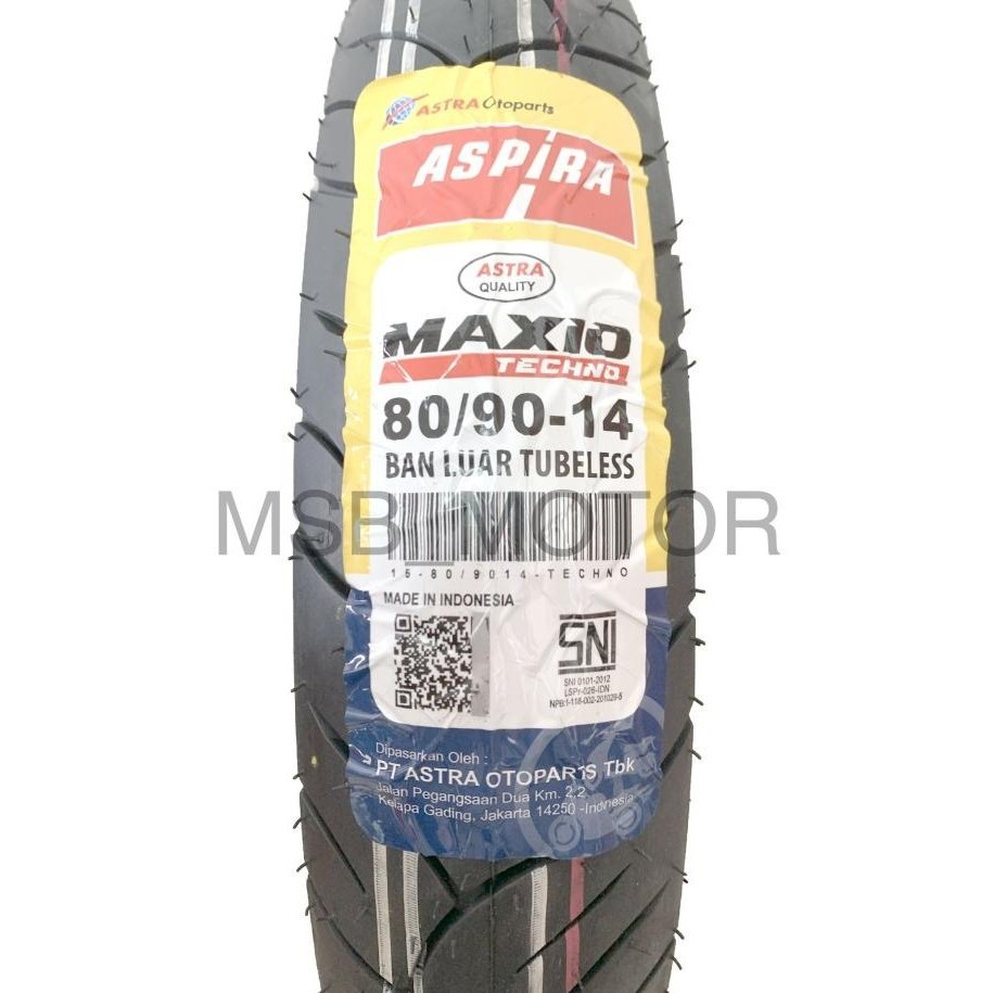 Ban Luar TUBELESS 80/90 14 MAXIO TECHNO ASPIRA ORIGINAL