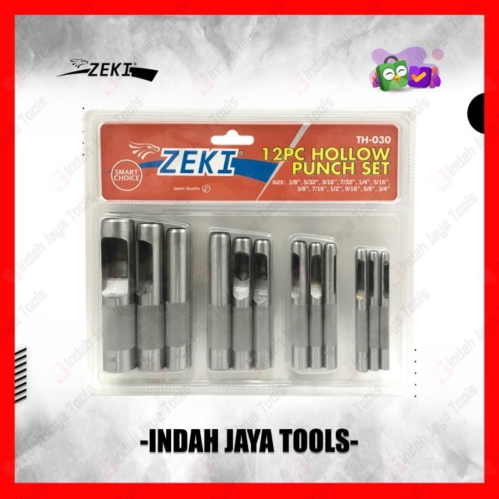 

Terlaris ZEKI TH-030 Hollow Punch Set 12 Pcs Mata Bor Plong Lubang Pembolong SALE