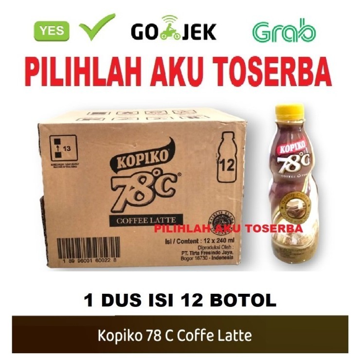 

Ready KOPIKO 78 C Minuman Kopi Coffee Latte 240 ml - ( 1 DUS isi 12 botol )