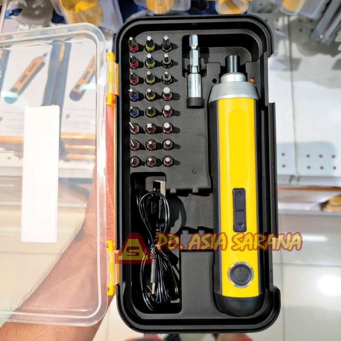 Mesin Bor Cordless Screwdriver 4V Set Krisbow / Obeng Listrik Ni