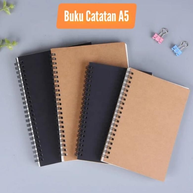 NOTE BOOK A5 VINTAGE AESTHETIC / SKETCHBOOK / NOTEBOOK COVER HITAM/ COVER COKLAT ( 50 LEMBAR/100HALA