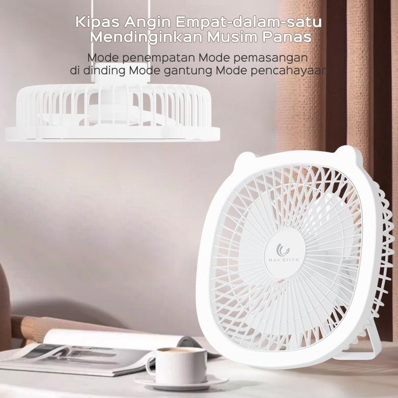YUI HAN RIVER Kipas Angin Portable With Lampu LED Kipas Angin Mini TERLARIS