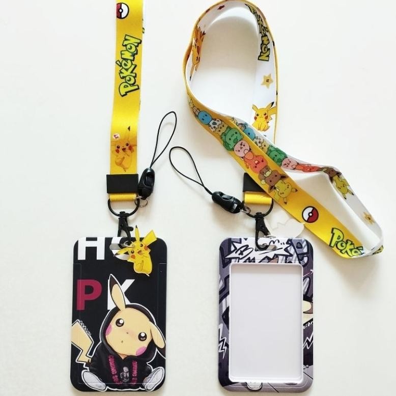 

NI06 Pikachu Pokemon ID Card Holder Lanyard 1 Name Tag Gantungan Kalung Wadah Kartu Nama Terlaris