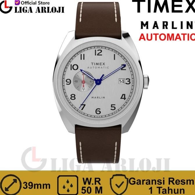 TIMEX TW2V62000 Jam Tangan Pria Automatic Marlin Leather Brown 39mm