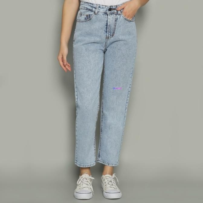 Nuber Celana Panjang Wanita Jeans Boyfriend Snow Putih - Fireweed