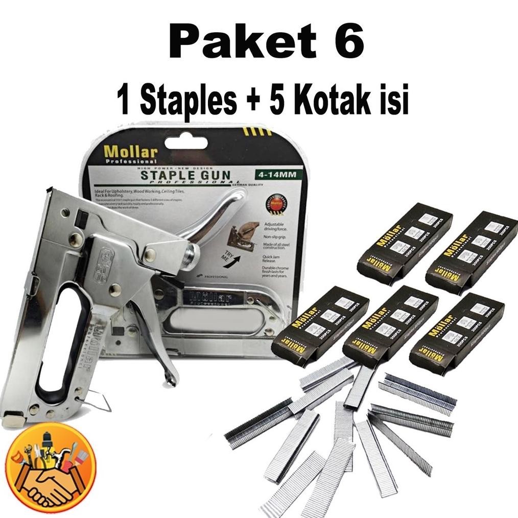 

LKJ Staple Tembak Tacker Staples Gun Stepler Hekter mollar 3in1 jok kulit kardus plus isi staples TERLARIS