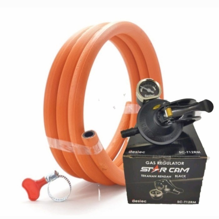 PAKET REGULATOR STARCAM METER + SELANG GAS 2 METER 3 LAPIS PROPELLER