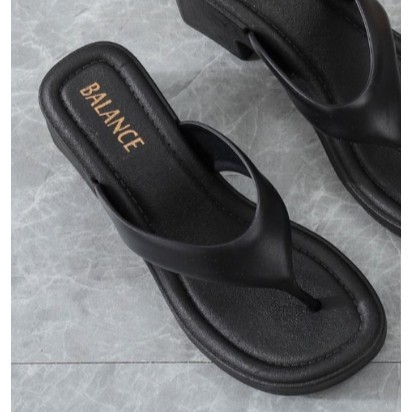 Sandal Jepit Jelly Wanita Balance Hak Tinggi Motif Polos 2330-Aa