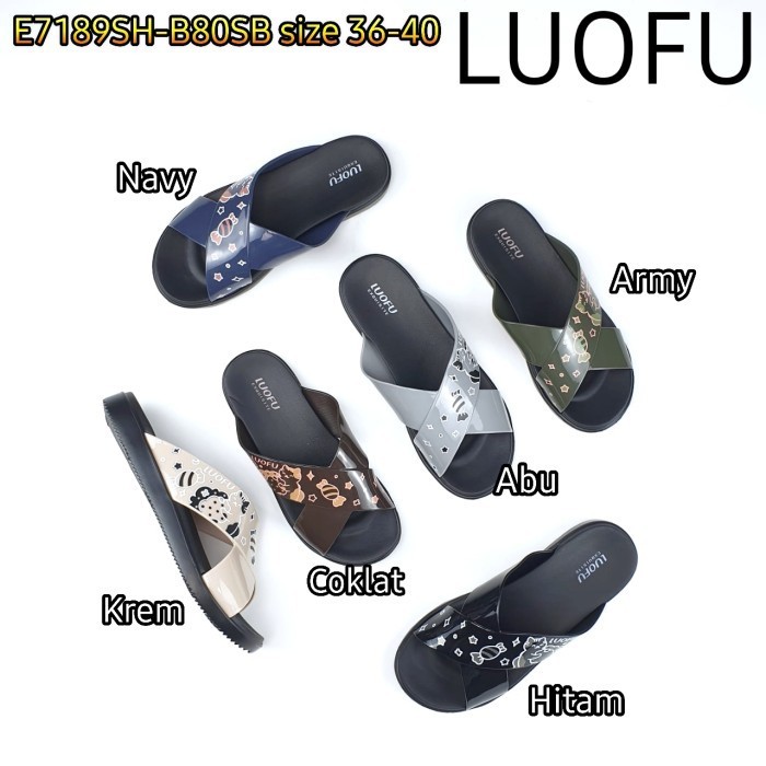 E7189Sh-B80Sb Luofu Jelly Sandal Karet Wanita Silang