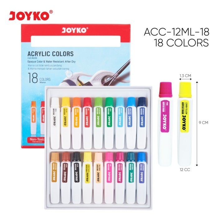 

Ready Cat Akrilik Set 18 Warna / Acrylic Colour Joyko ACC-12ML / 18 Colour