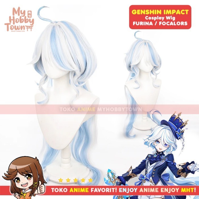 Wig Cosplay Anime Game : Furina Focalors Rambut Palsu