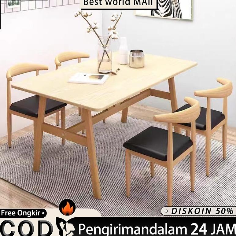 Meja makan kayu solid imitasi 140CM Meja modern sederhana Nordik meja ruang tamu Meja makan sederhan
