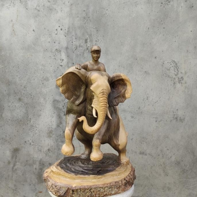 patung gajah - patung gajah kayu