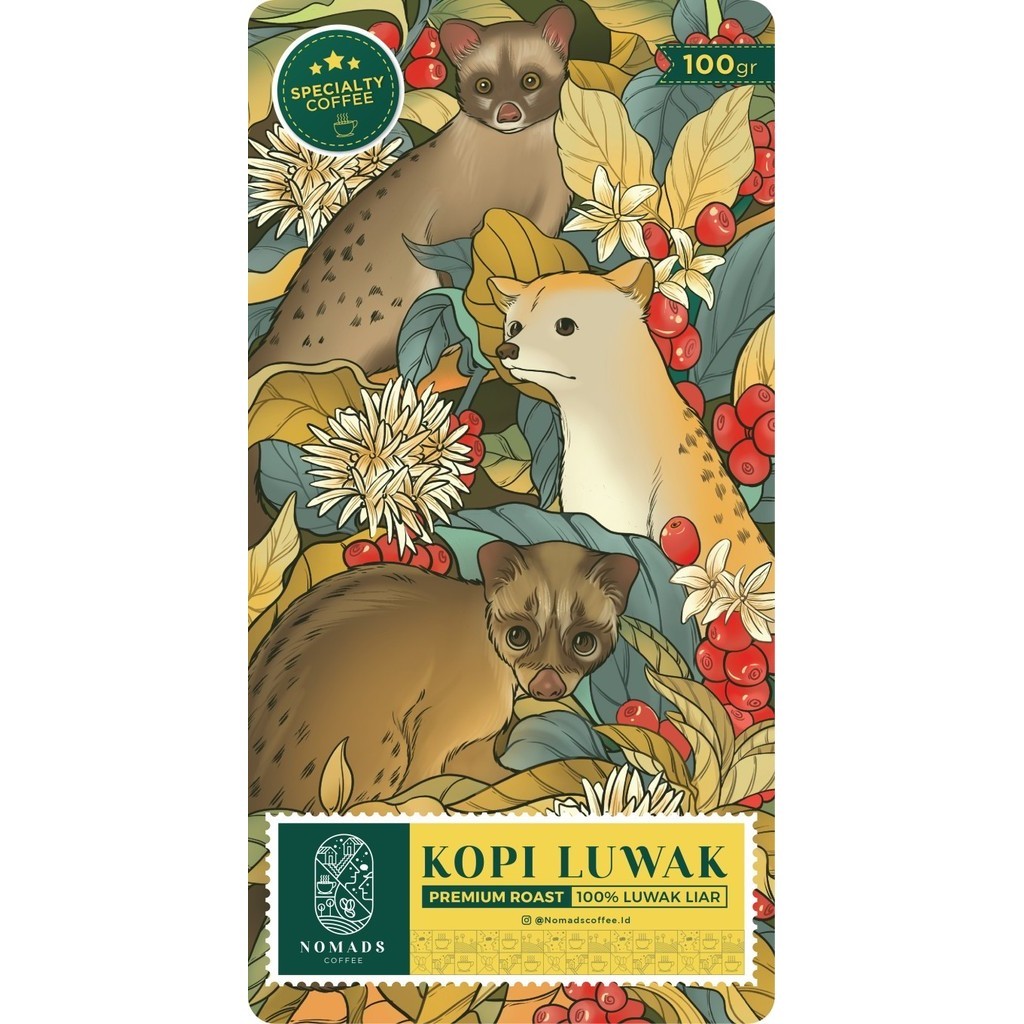 

Nomads Coffee Kopi Luwak Premium Roast 100% Luwak Liar Biji/Bubuk K02