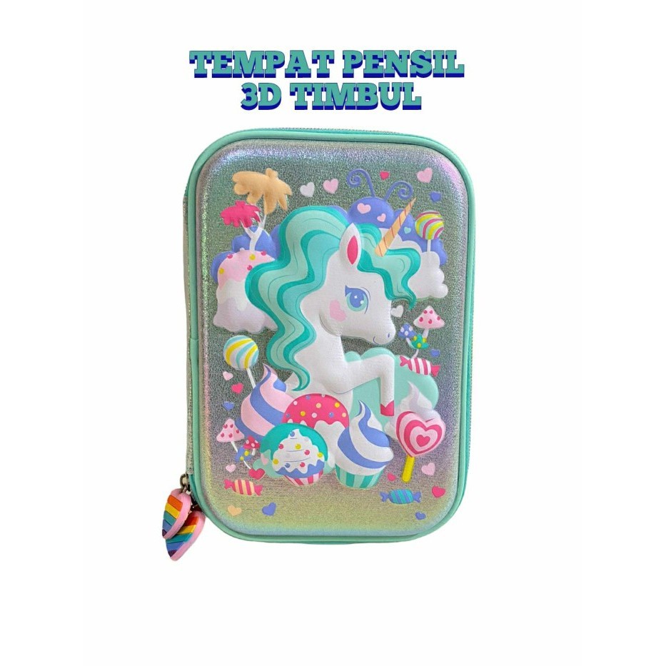 

KOTAK PENSIL 3D TIMBUL UNICORN LOLLYPOP TOSCA TEMPAT PENSIL SEKOLAH