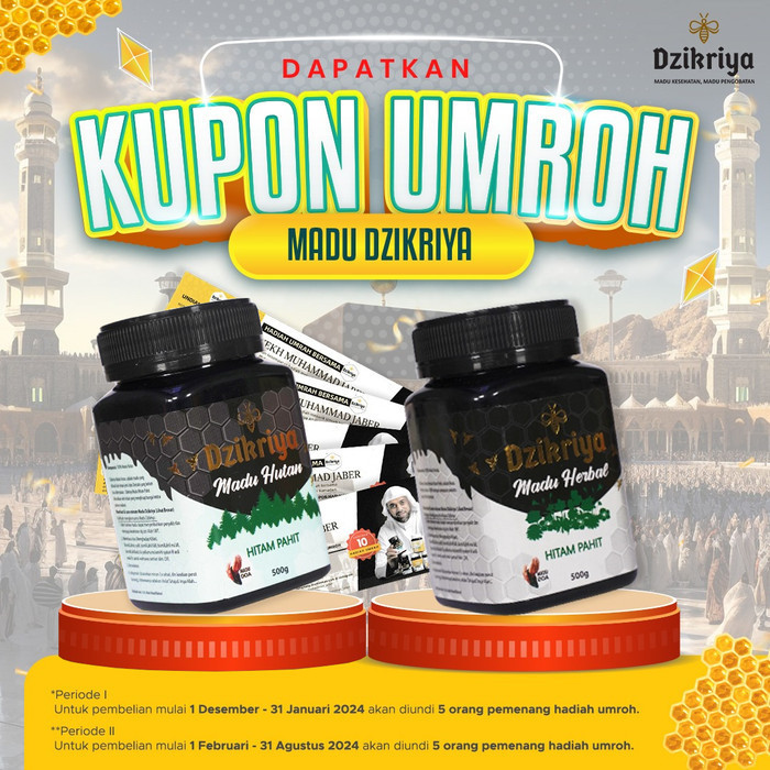 

Ready Dzikriya Madu Honey Murni Asli 100% Madu Hutan Herbal Hitam Pahit 500g