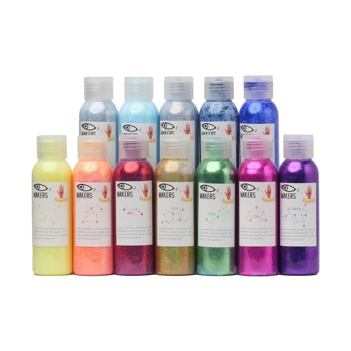 

GLITTER PAINT PALMISTRY ZODIAC SET OF 12 100ML BY MAKERS