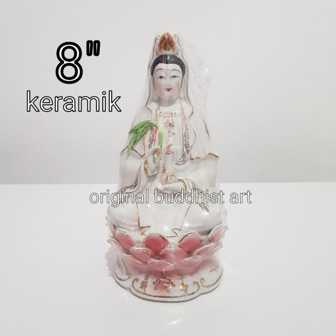 patung dewi kwan im keramik 8 inch H24C