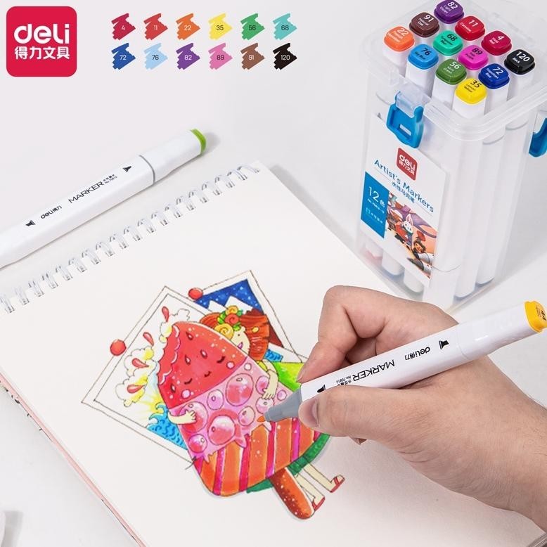 

Aw89 Deli Sketch Marker / Water-based Marker / Spidol Sketsa Double Tip 12 hingga 80 Warna 70816 Premium