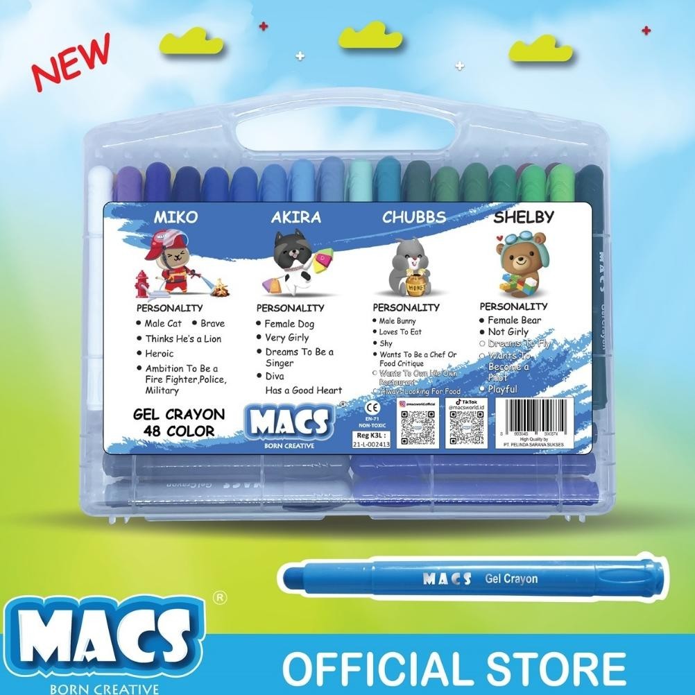 

AZQ-16 MACS Gel Crayon 48 Warna Colors Berkualitas