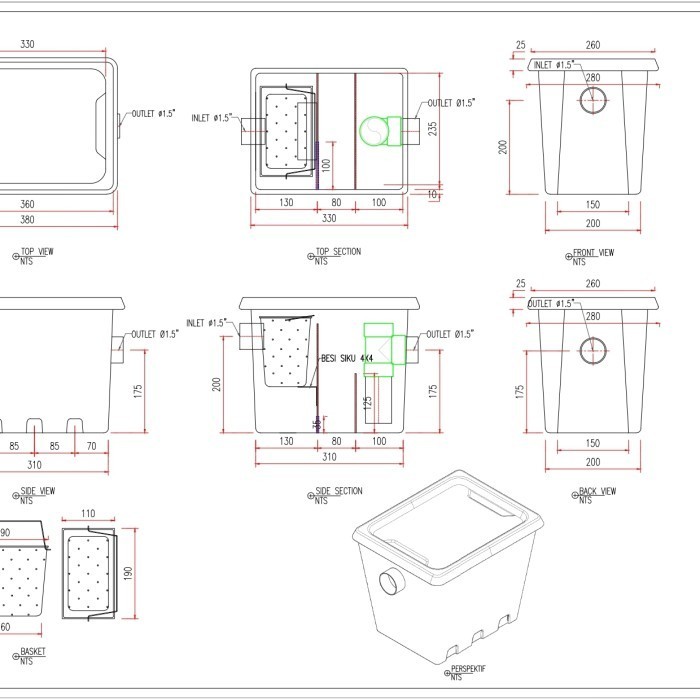 Grease Trap Portable BGT 15 Liter