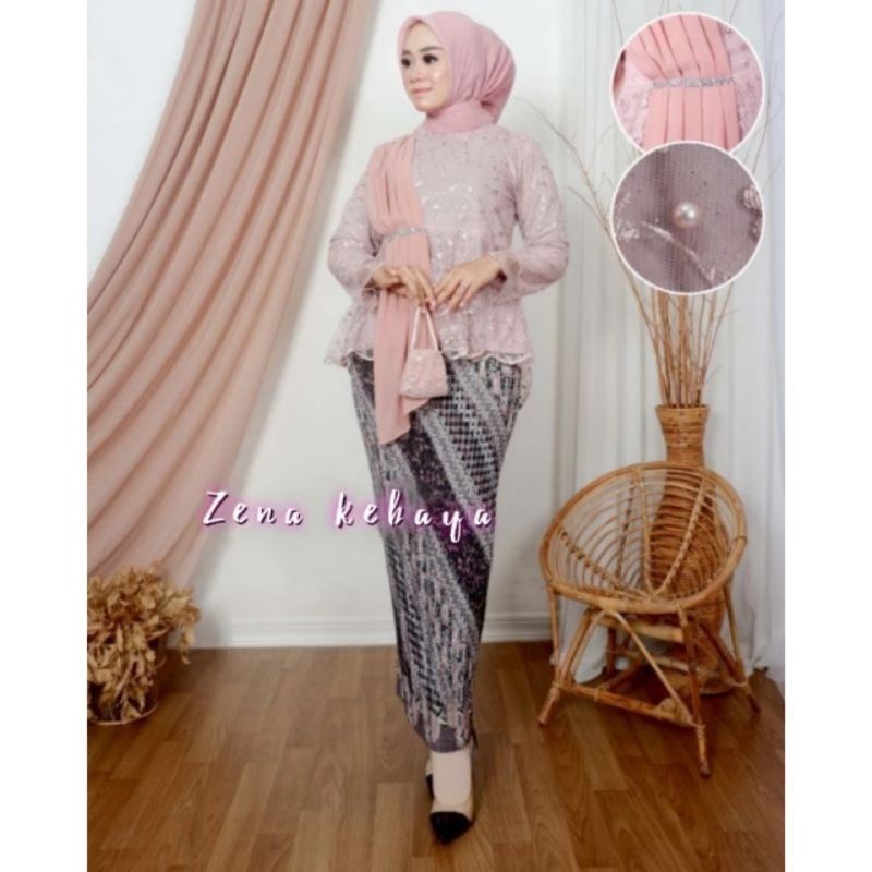 Z3Z SETELAN KEBAYA SELENDANG BAHAN TULLE BORDIR KEBAYA ERN KEBAYA WISUDA DRESS LAMARAN KEBAYA PESTA