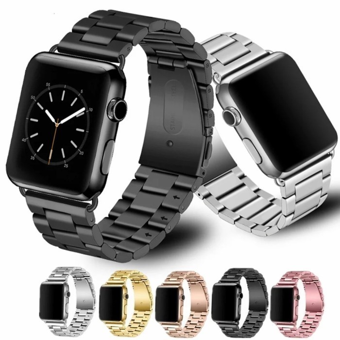 STRAP TALI JAM STAINLESS STEEL APPLE WATCH IWATCH SERIES 6 SE 42 44MM BARU
