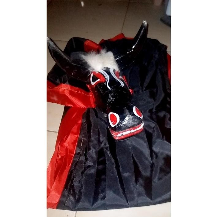 Cod Bantengan Anak Bonus Kain Pajang Bahan Full Kayu Banteng Mainan Anak Bantengan Anak Kain Panjang